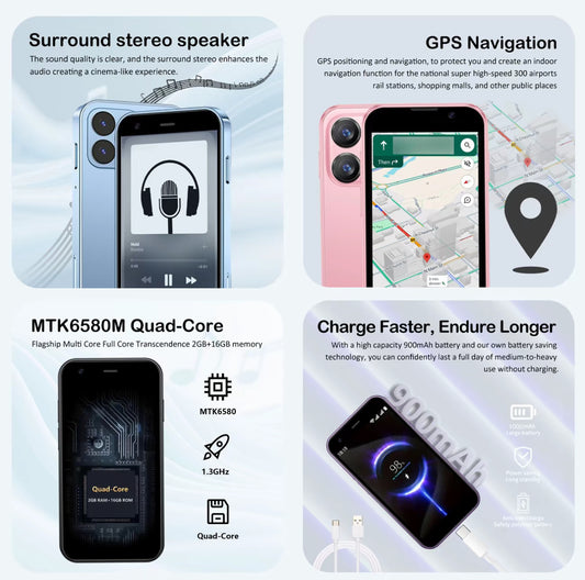 Мини смартфон FUFFI XS15 3" Dual SIM Android 8.1 Quad-Core