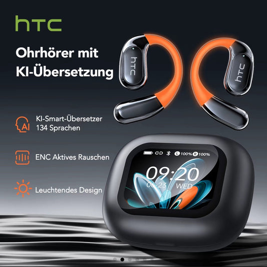HTC AI безжични слушалки с превод на 134 езика и ENC шумопотискане