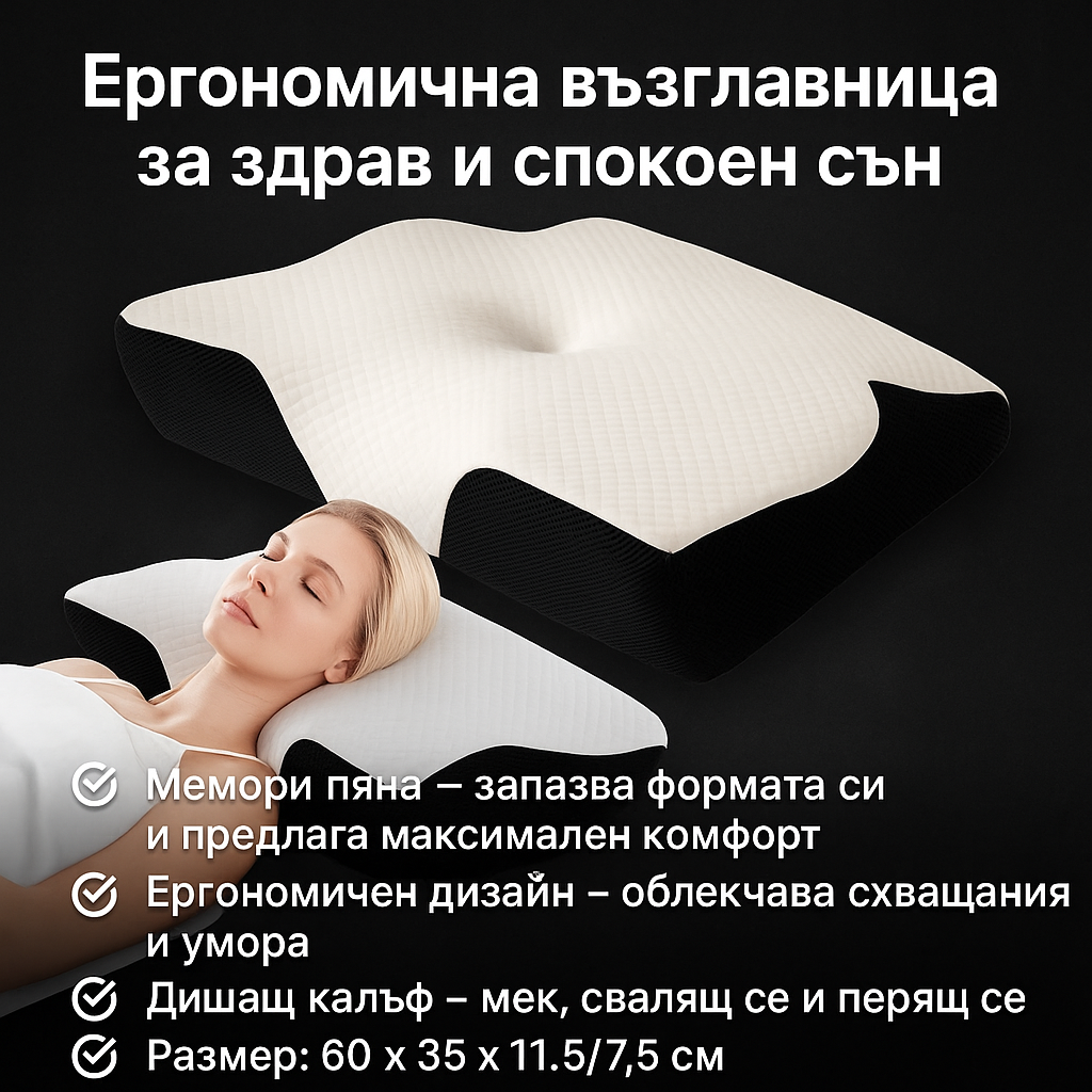 Ергономична възглавница за здрав и спокоен сън